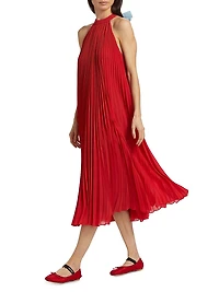 Minneli Plissé Halterneck Maxi Dress