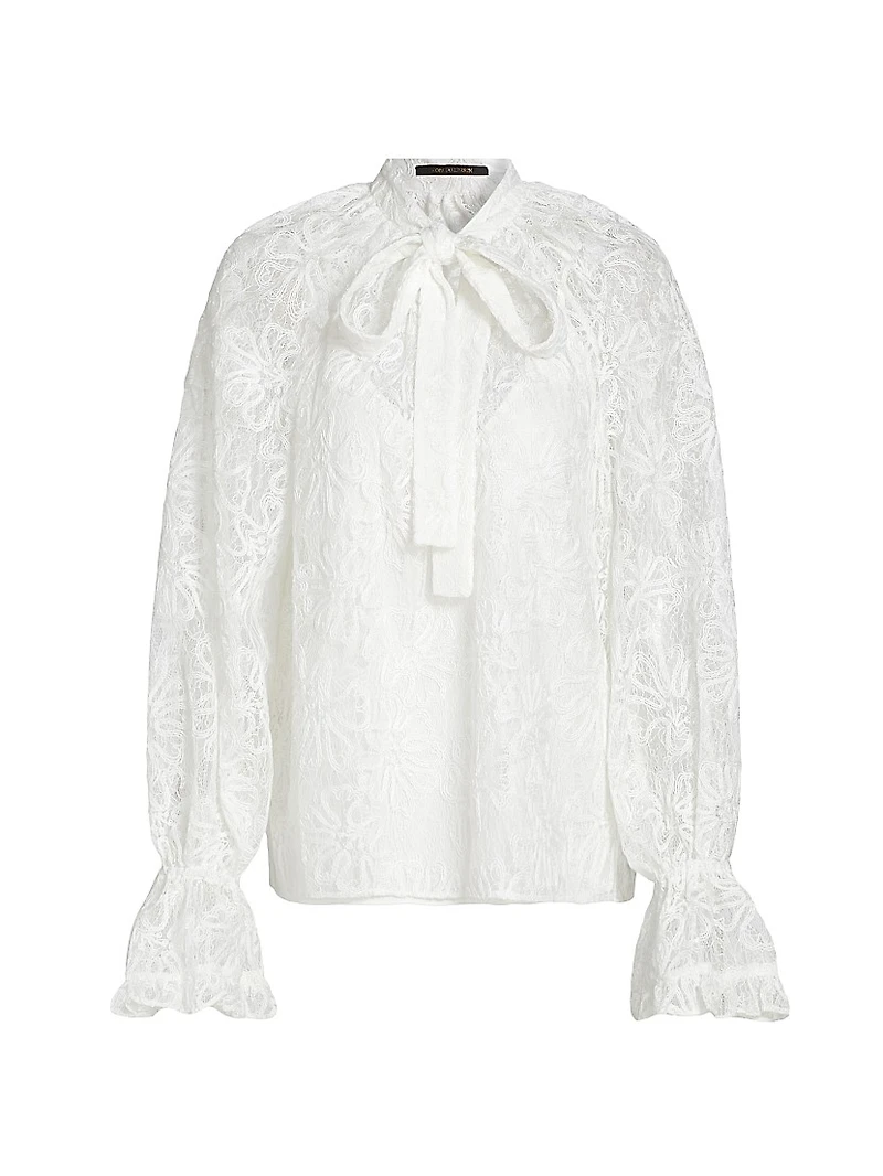 Posy Lace Tie-Neck Blouse
