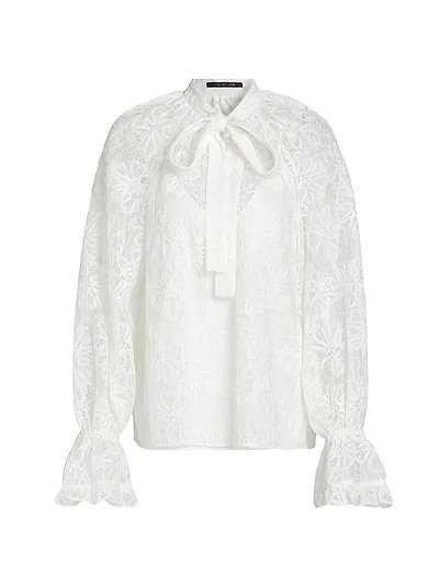 Posy Lace Tie-Neck Blouse