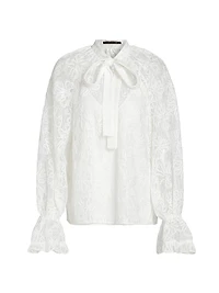 Posy Lace Tie-Neck Blouse
