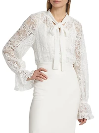 Posy Lace Tie-Neck Blouse