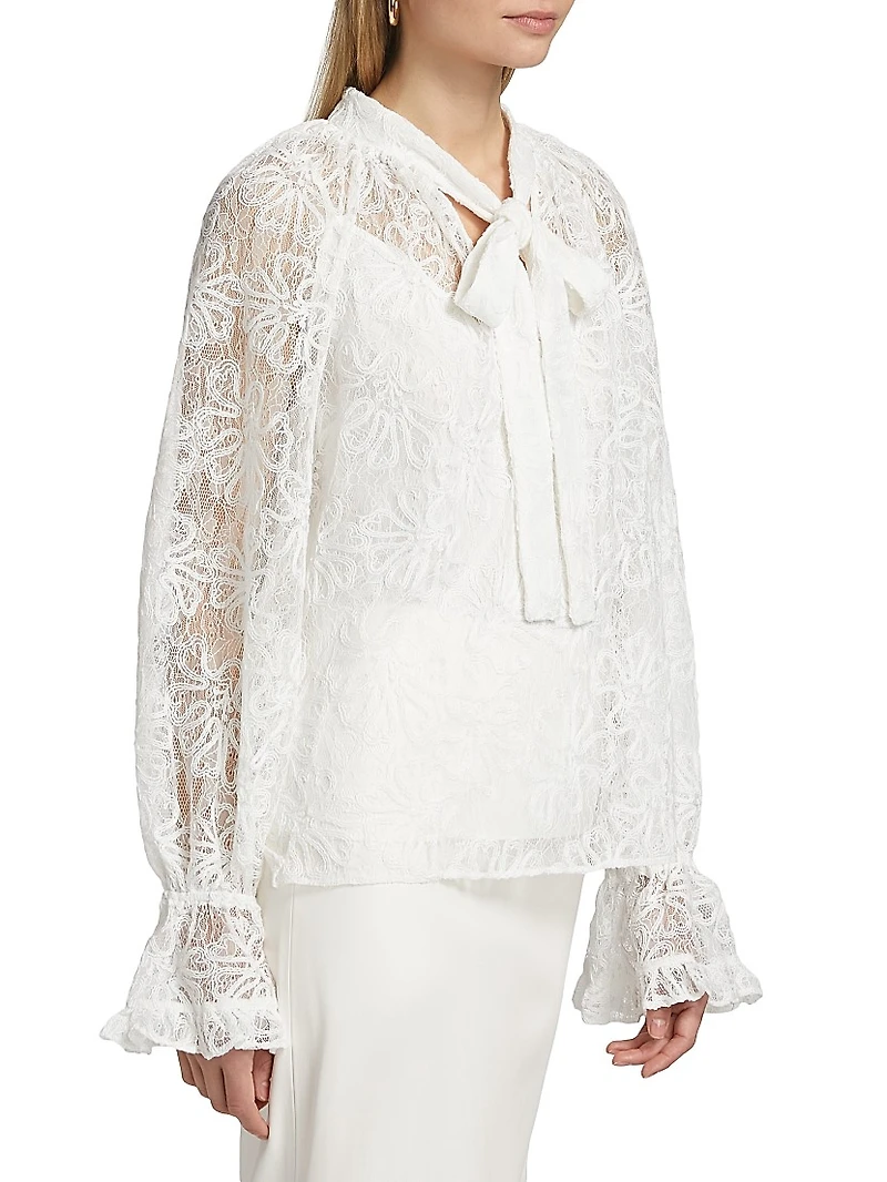 Posy Lace Tie-Neck Blouse