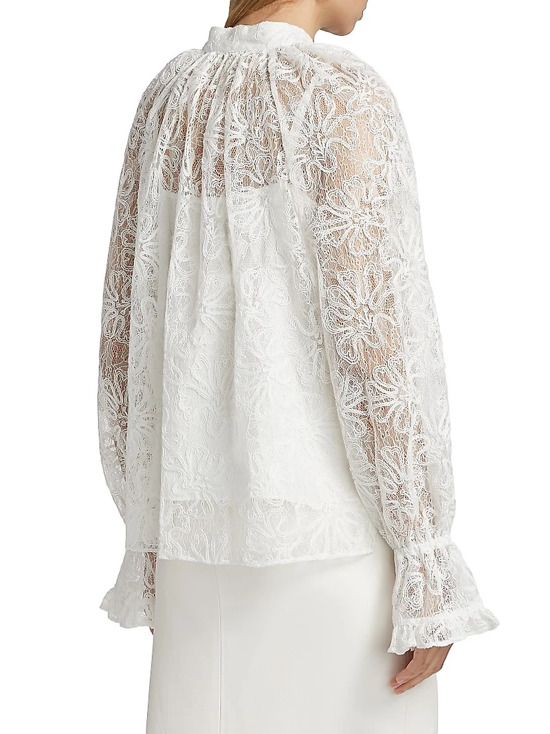 Posy Lace Tie-Neck Blouse