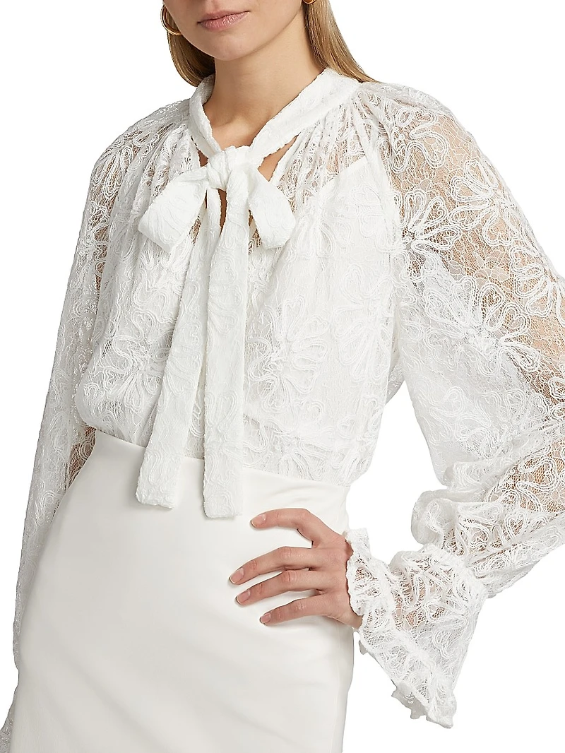 Posy Lace Tie-Neck Blouse