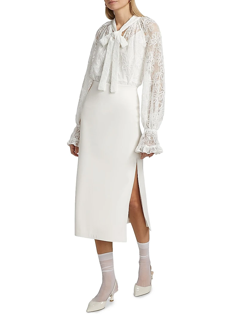 Posy Lace Tie-Neck Blouse