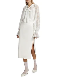 Posy Lace Tie-Neck Blouse