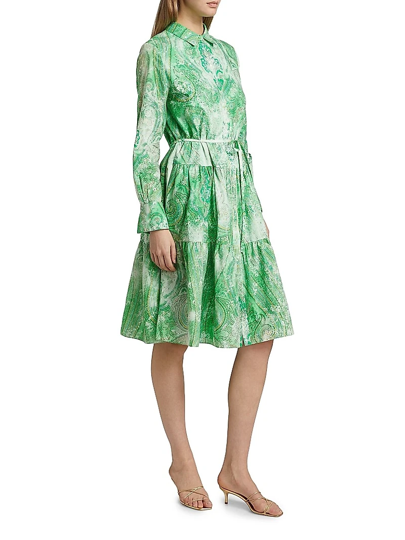 Jelani Collared Cotton Knee-Length Dress