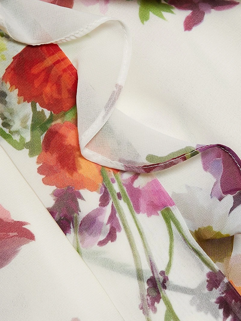 Galen Floral Tie-Neck Blouse