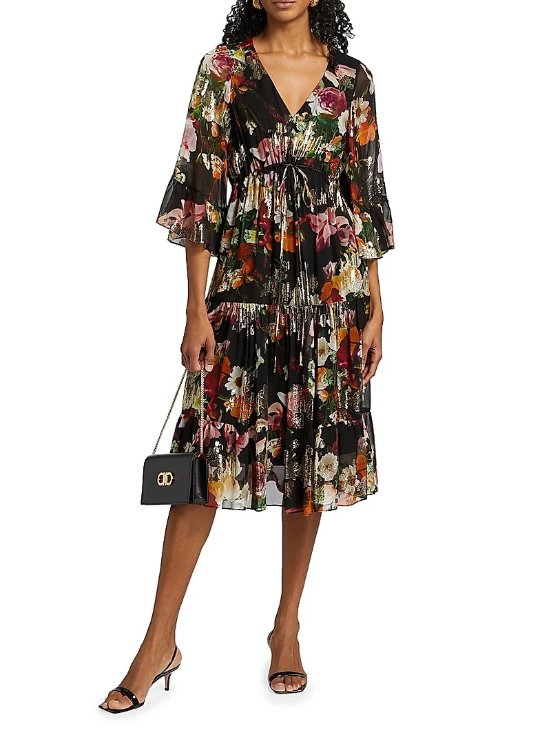 Limone Floral Silk-Blend dress