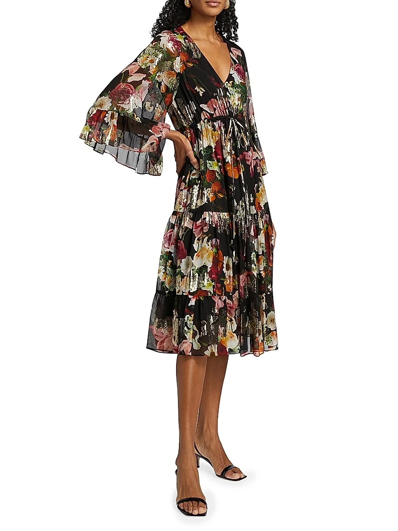 Limone Floral Silk-Blend dress