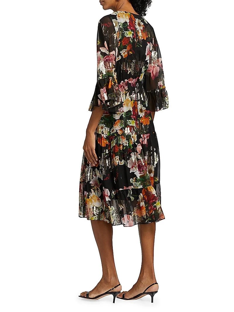 Limone Floral Silk-Blend dress