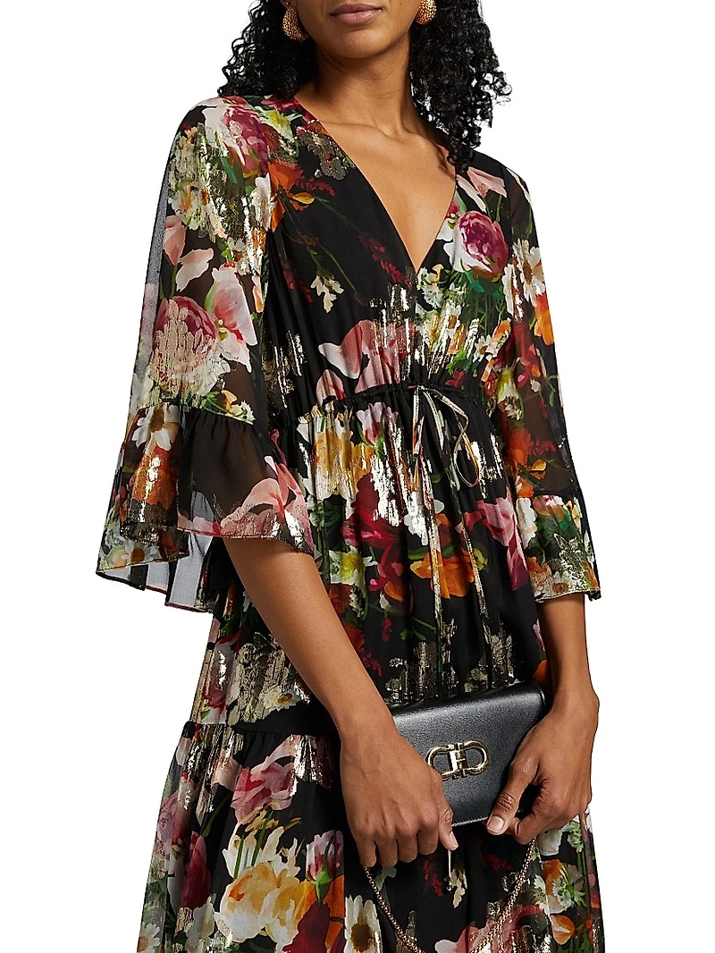 Limone Floral Silk-Blend dress