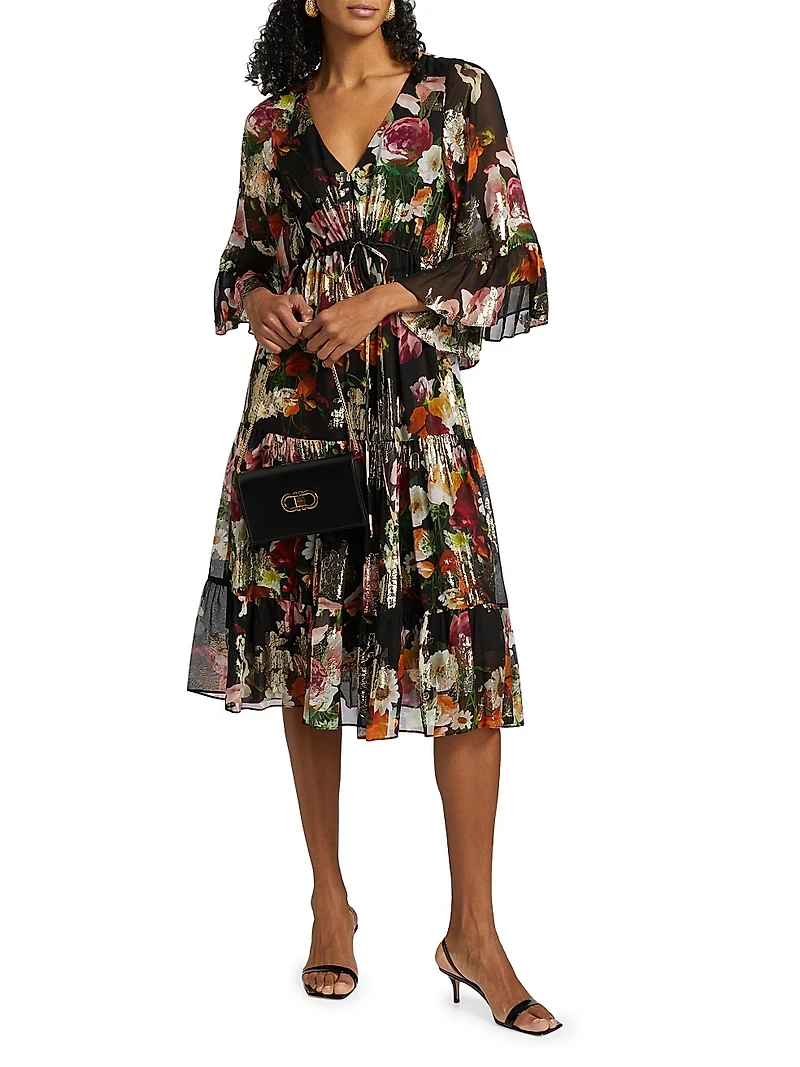 Limone Floral Silk-Blend dress