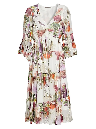 Limone Floral Silk-Blend dress