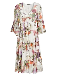 Limone Floral Silk-Blend dress