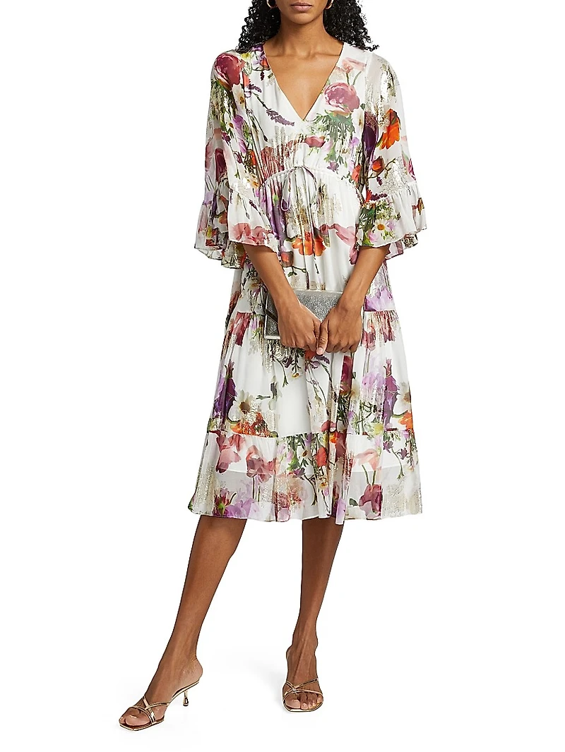 Limone Floral Silk-Blend dress