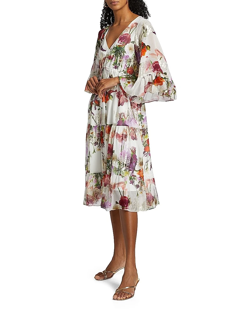 Limone Floral Silk-Blend dress