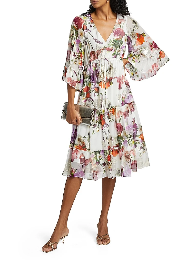 Limone Floral Silk-Blend dress