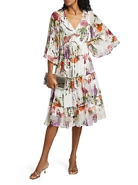 Limone Floral Silk-Blend dress
