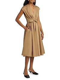 Kiernan Cotton-Blend Tie-Waist Midi-Dress