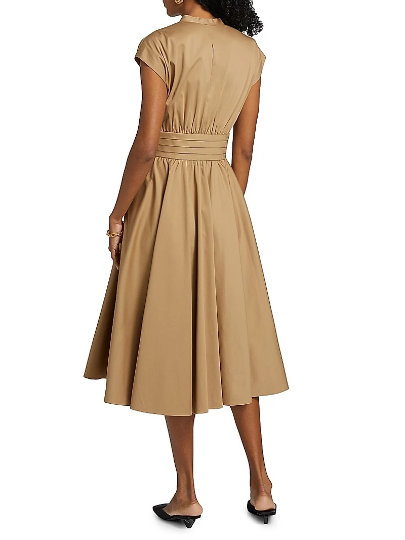 Kiernan Cotton-Blend Tie-Waist Midi-Dress