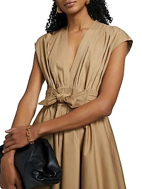 Kiernan Cotton-Blend Tie-Waist Midi-Dress