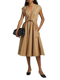 Kiernan Cotton-Blend Tie-Waist Midi-Dress