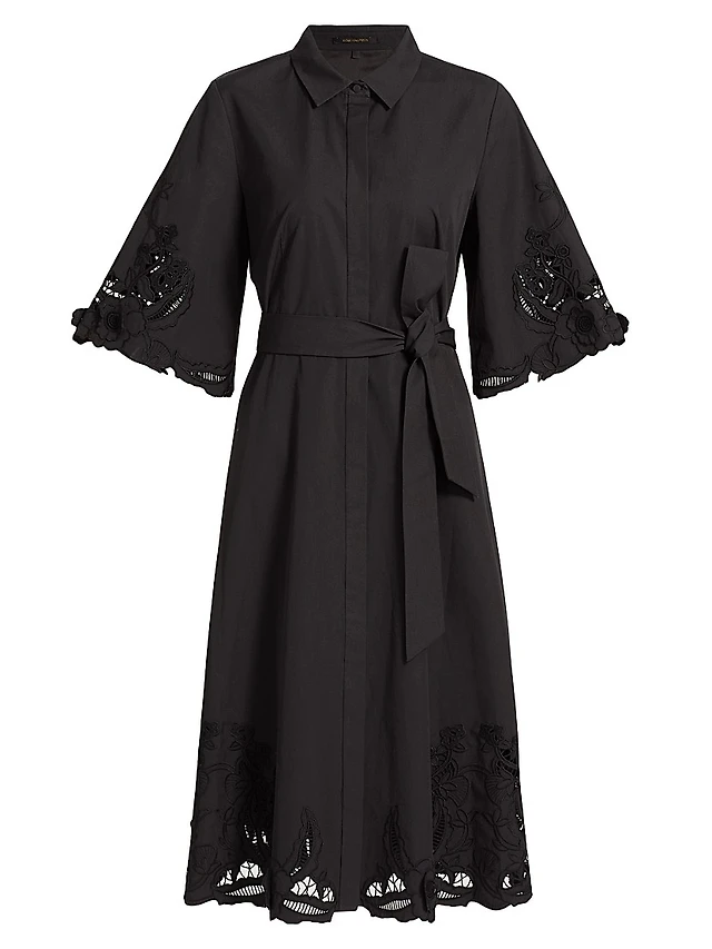 cotton poplin tie-waist midi dress This striped cotton poplin midi dress from J. Crew is an absolute wardrobe gem! The tie waist and zip details are flattering for all body types. Add a thick brown waist belt for an extra touch of