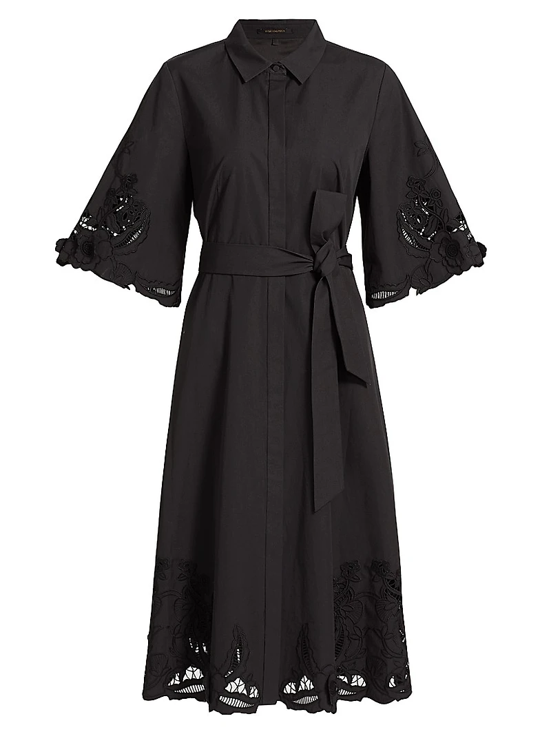 Monty Cotton Poplin Tie-Waist Midi-Shirtdress