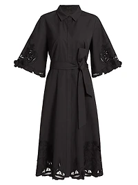 Monty Cotton Poplin Tie-Waist Midi-Shirtdress