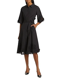 Monty Cotton Poplin Tie-Waist Midi-Shirtdress