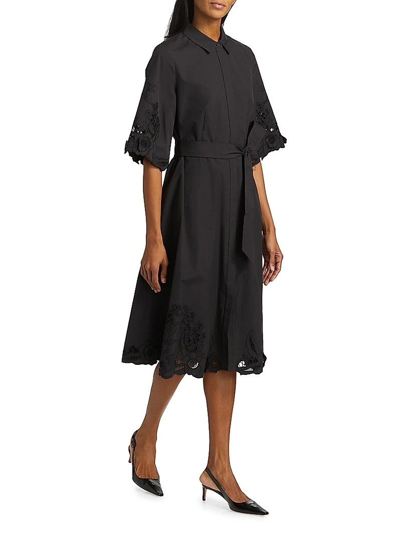 Monty Cotton Poplin Tie-Waist Midi-Shirtdress
