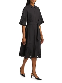 Monty Cotton Poplin Tie-Waist Midi-Shirtdress