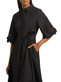 Monty Cotton Poplin Tie-Waist Midi-Shirtdress