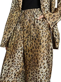 Ombré Animal-Print Satin Straight-Leg Pants