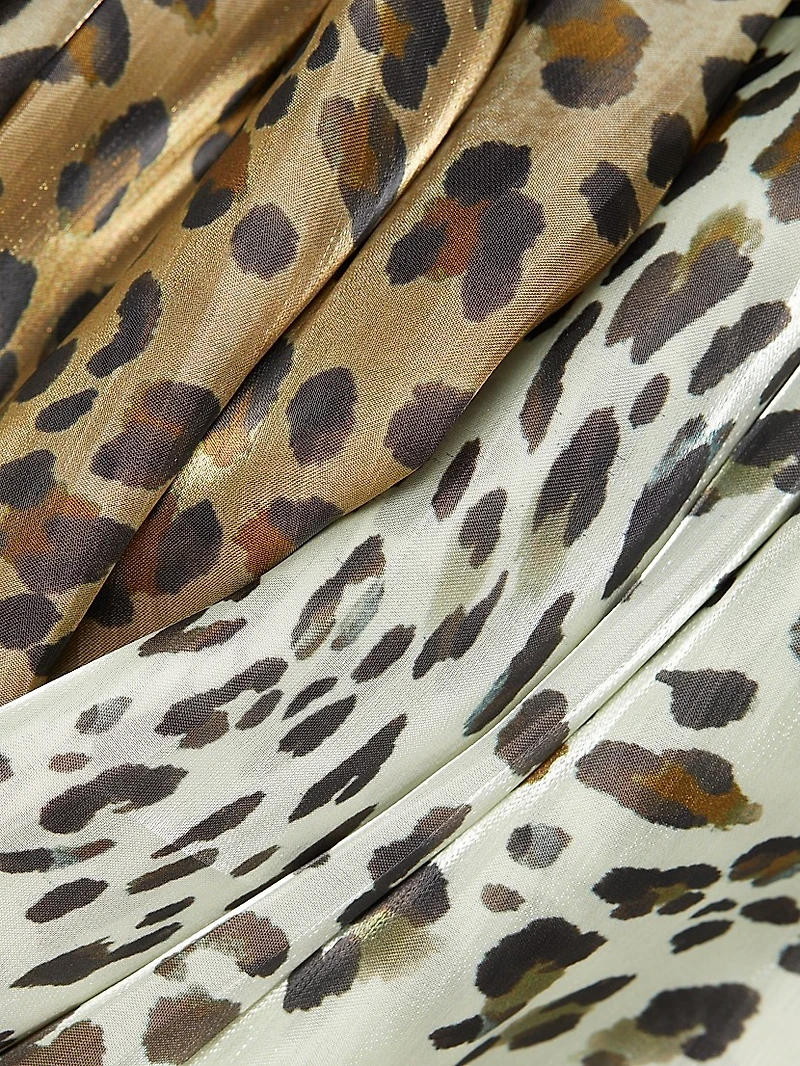 Ombré Animal-Print Satin Straight-Leg Pants