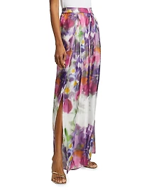Atiya Floral Satin Wide-Leg Pants