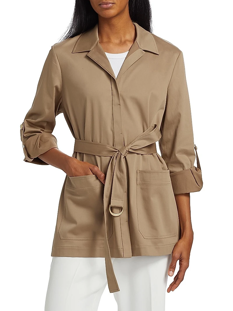 Veda Cotton-Blend Belted Jacket