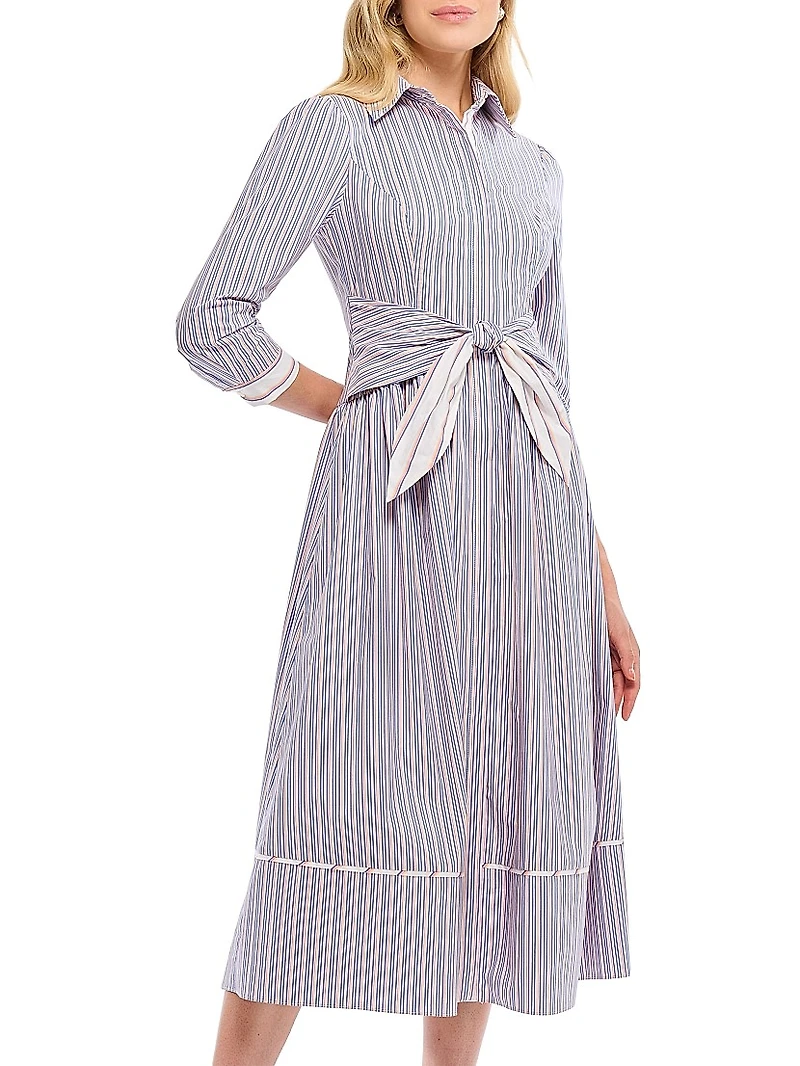 Clarice Striped Cotton Midi-Dress