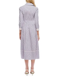 Clarice Striped Cotton Midi-Dress
