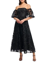 Marcus Sequined Floral Evening Dress