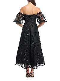 Marcus Sequined Floral Evening Dress