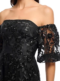 Marcus Sequined Floral Evening Dress