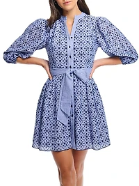 Rainey Linen & Cotton Tie-Waist Minidress