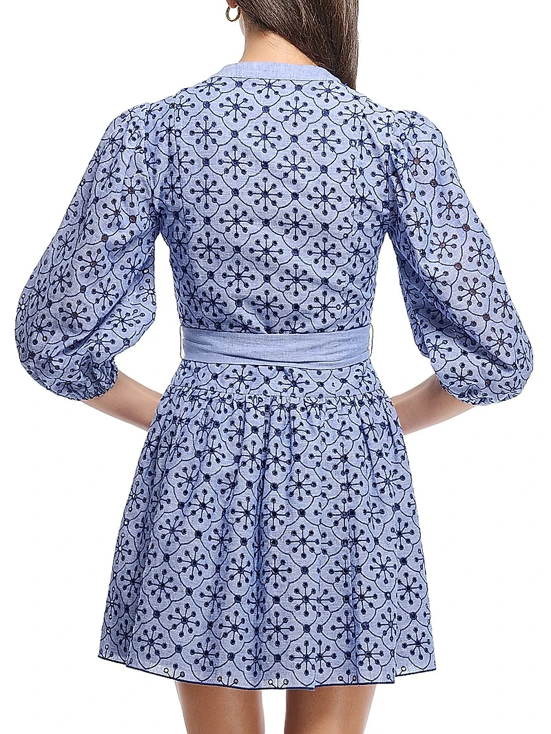 Rainey Linen & Cotton Tie-Waist Minidress