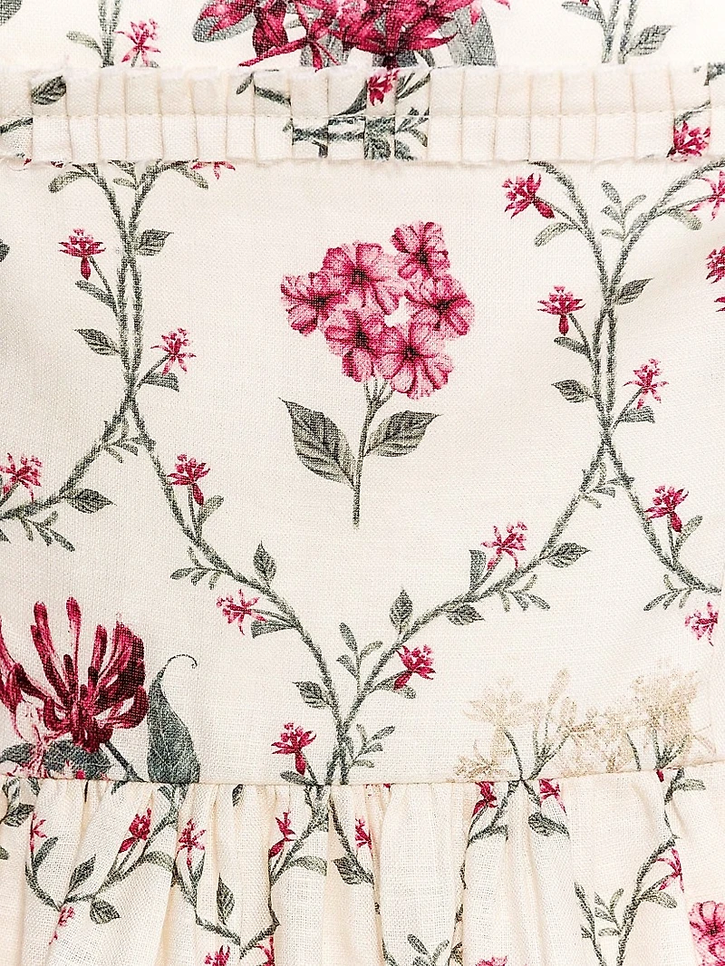 Barbara Orquidea Embellished Linen Minidress