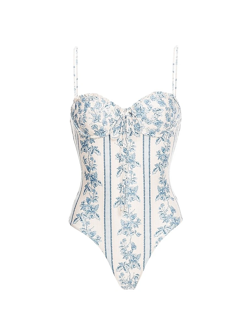 Ébano Bougainvillea Sweetheart Neck One-Piece Swimsuit