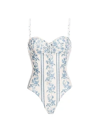 Ébano Bougainvillea Sweetheart Neck One-Piece Swimsuit