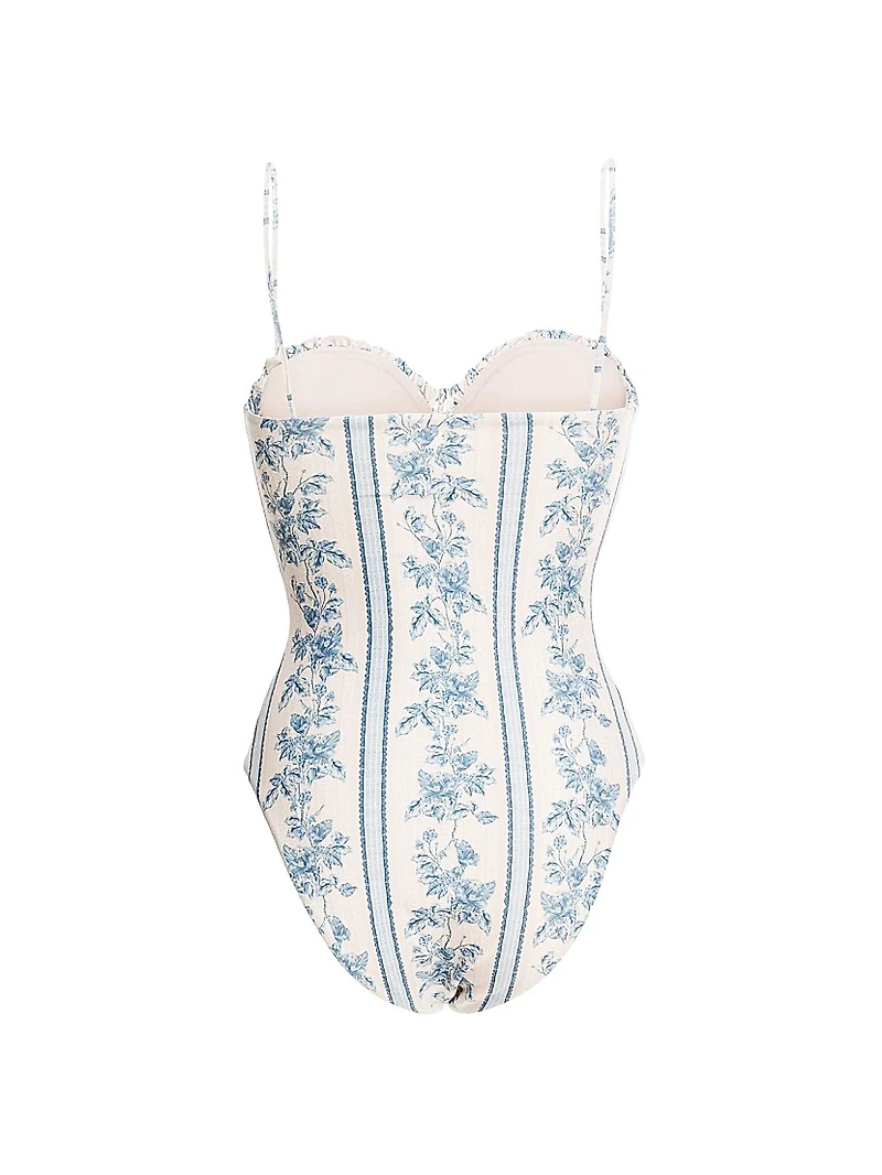 Ébano Bougainvillea Sweetheart Neck One-Piece Swimsuit