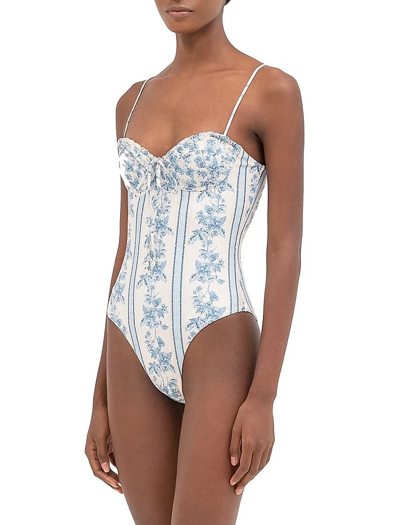 Ébano Bougainvillea Sweetheart Neck One-Piece Swimsuit